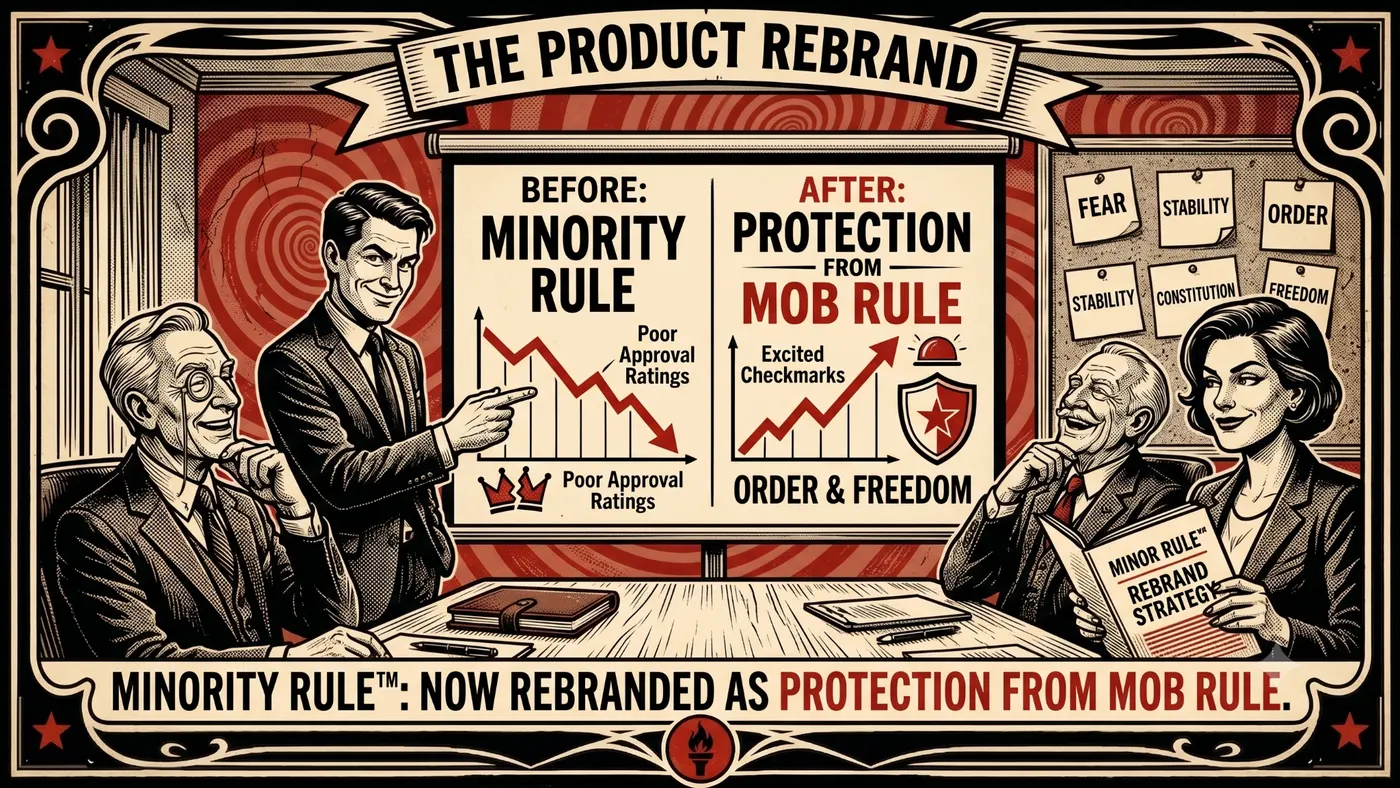 Minority Rule rebranded as protection from mob rule in a propaganda marketing pitch deck